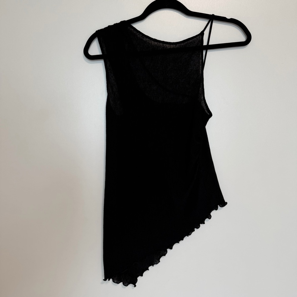 Pull&Bear Black Asymmetrical Tank Top